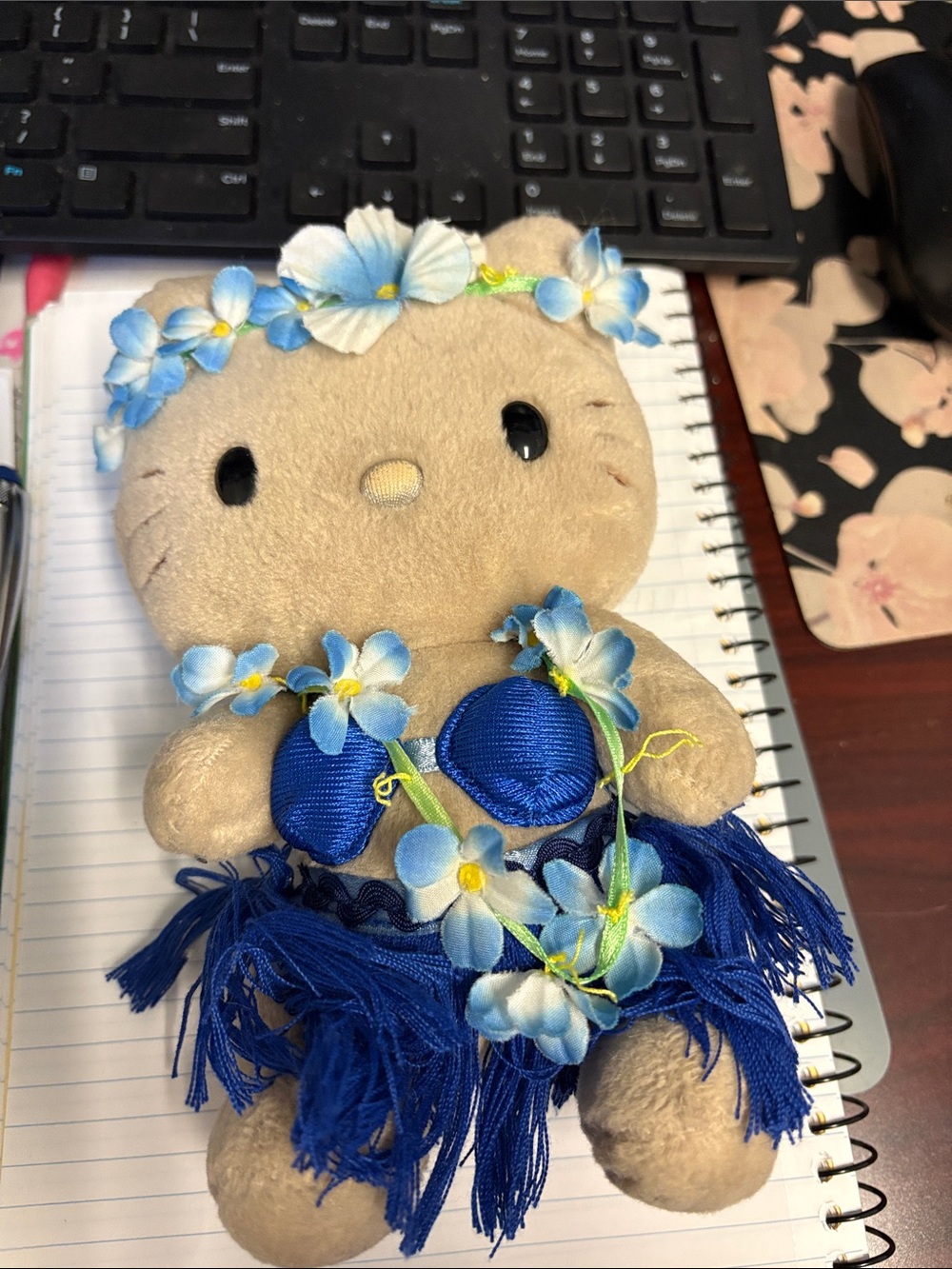 Hello kitty Hula Doll with Blue Flower Lei 2001 GUC